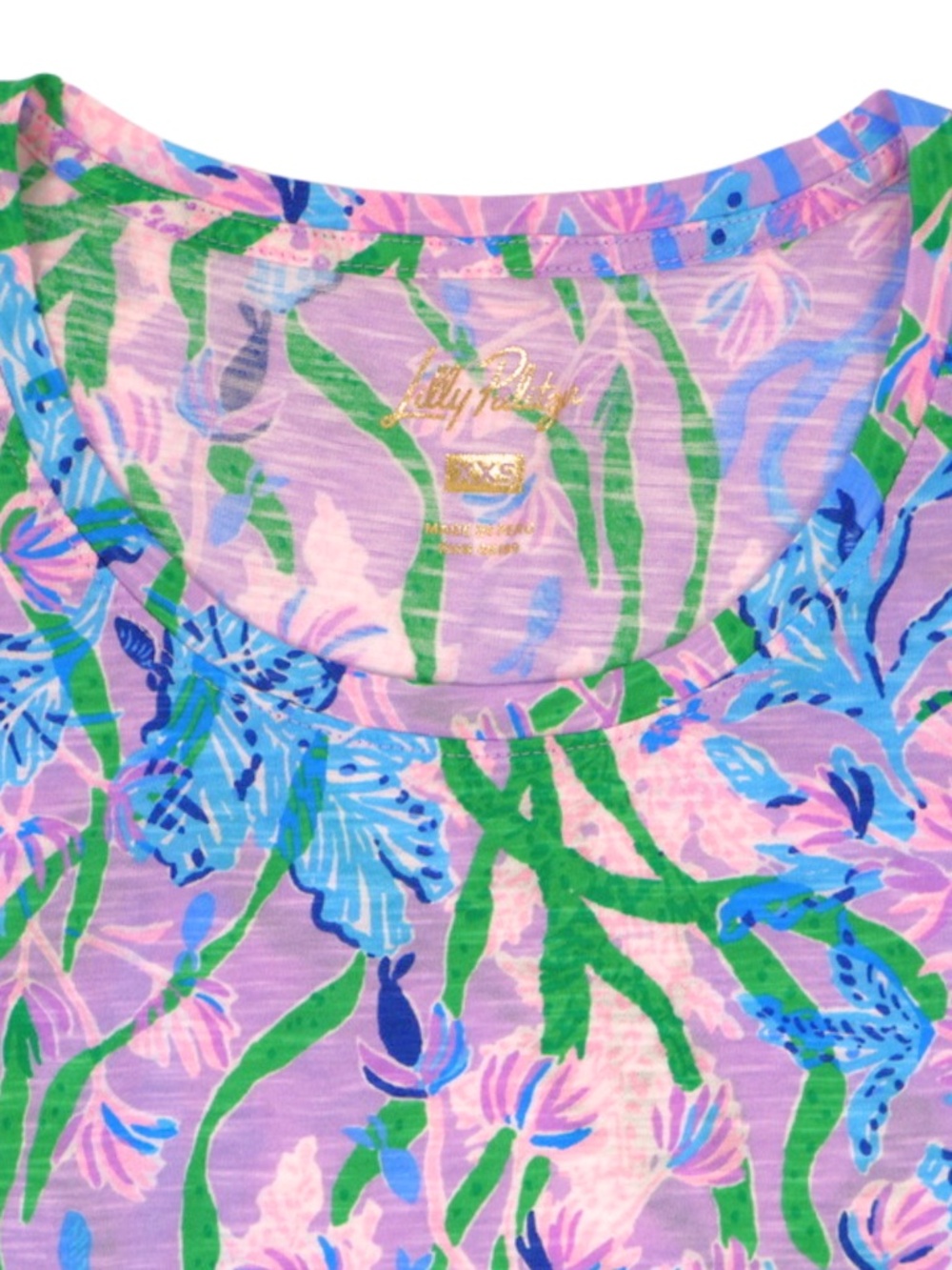 Lilly Pulitzer Tropical Print Pink Blue Top XXS - Picture 3 of 8